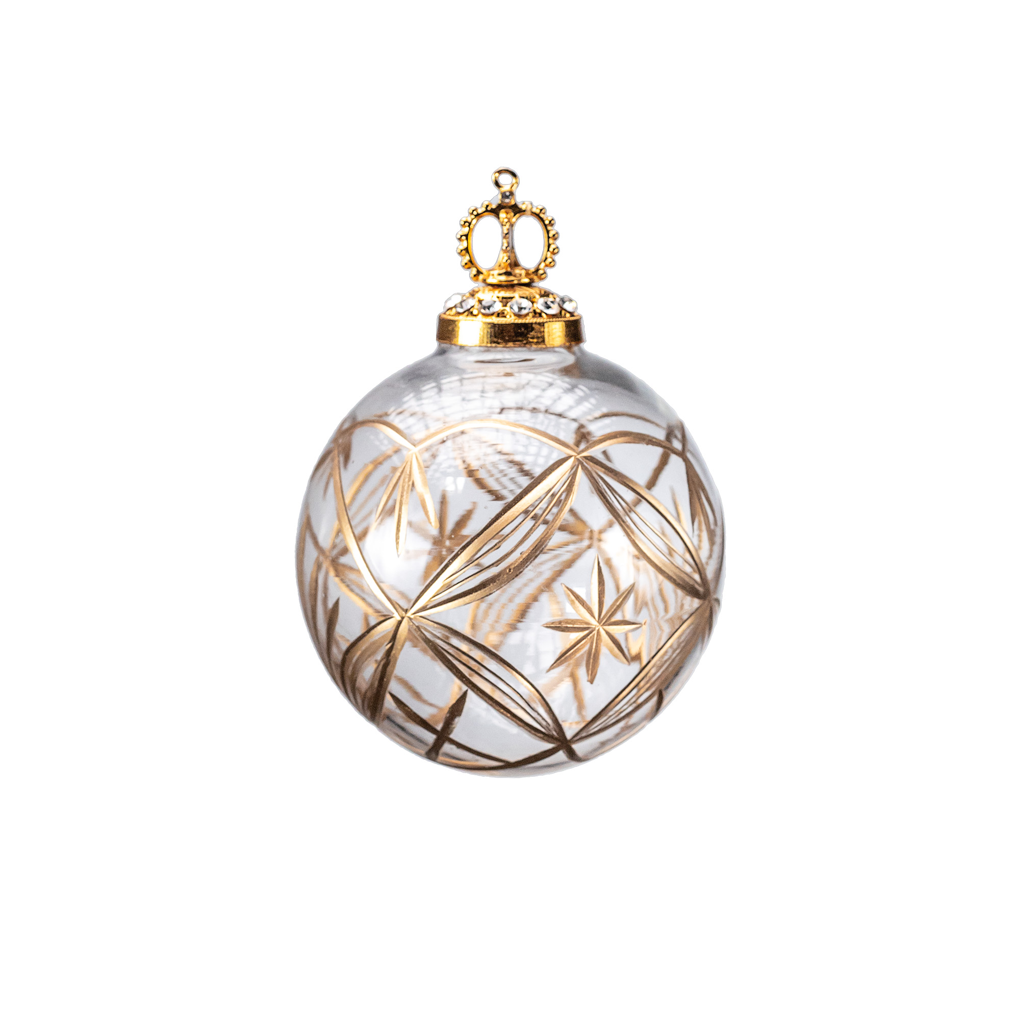 Glass christmas Ball with crown , Gold